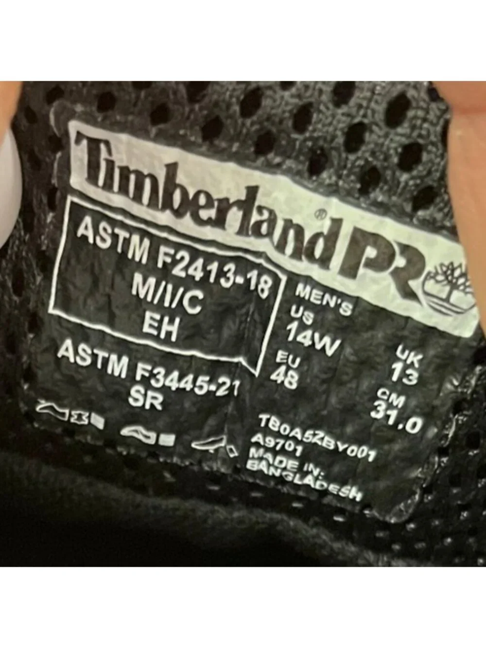 Timberland Pro Titan EV Mens Size 14E Triple Black Composite Toe Oxford Shoes